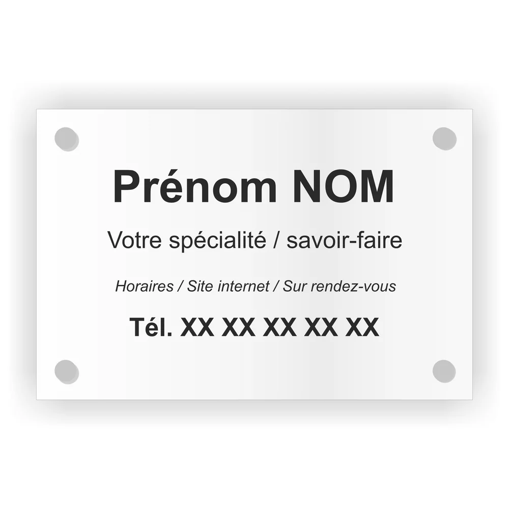 plaque-pro-personnalisee-blanc Plaque professionnelle Plexi – Image 1